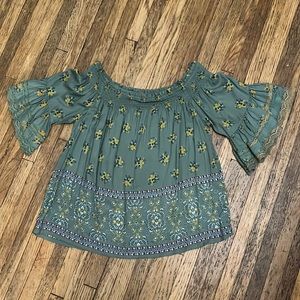 NWOT Francesca’s Blue Rain Baby Doll Top Size S.